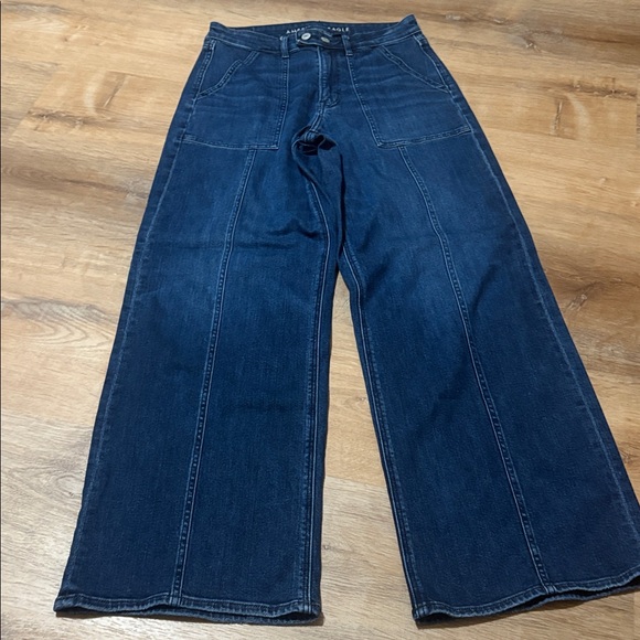 AMERICAN EAGLE DREAMY DRAPE STRETCH SUPER HIGH-WAISTED BAGGY WIDE-LEG JEAN 6 - Picture 5 of 10